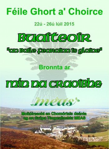 Comhghairdeas le Mín na Craoibhe a bhain an comórtas don 'Baile Fearainn is Glaine' ag Féile Ghort a' Choirce i mbliana.